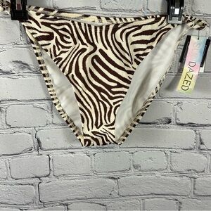 Sundazed Violet Zebra Print Adjustable Strap Cheeky Bikini Bottoms Mocha XL NWT